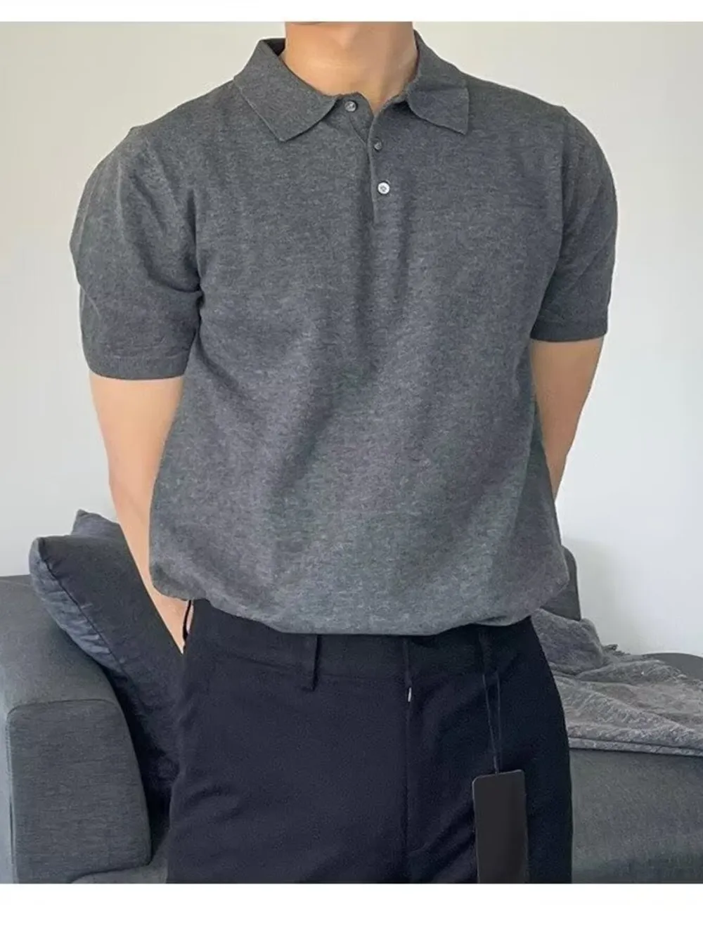Men's Plus Size Button Detail Short Sleeve Polo, image 8