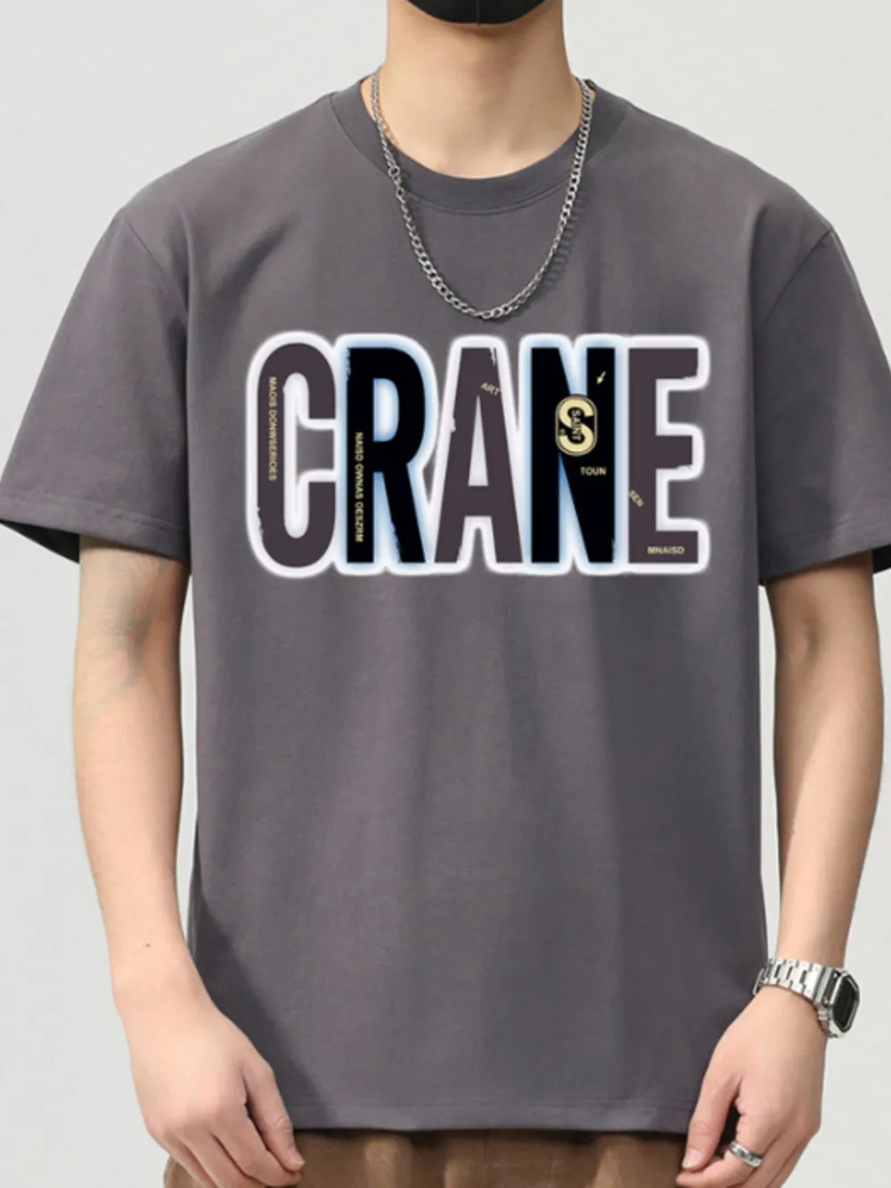 Men's Plus Size Letter Round Neck Short Sleeve T-Shirt, image 3