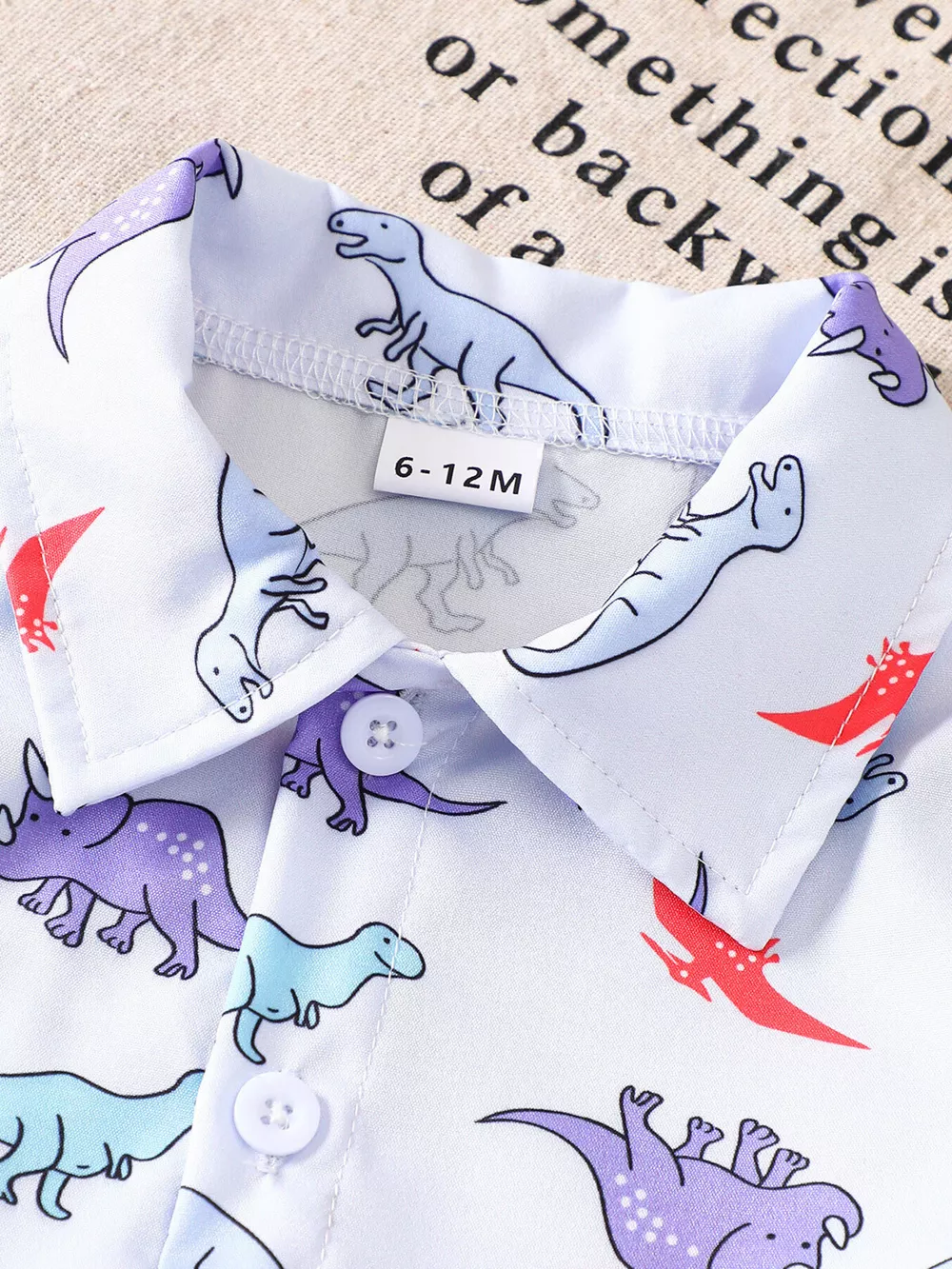 Children's Dinosaur Print Button-Up Shirt & Shorts Set, image 3