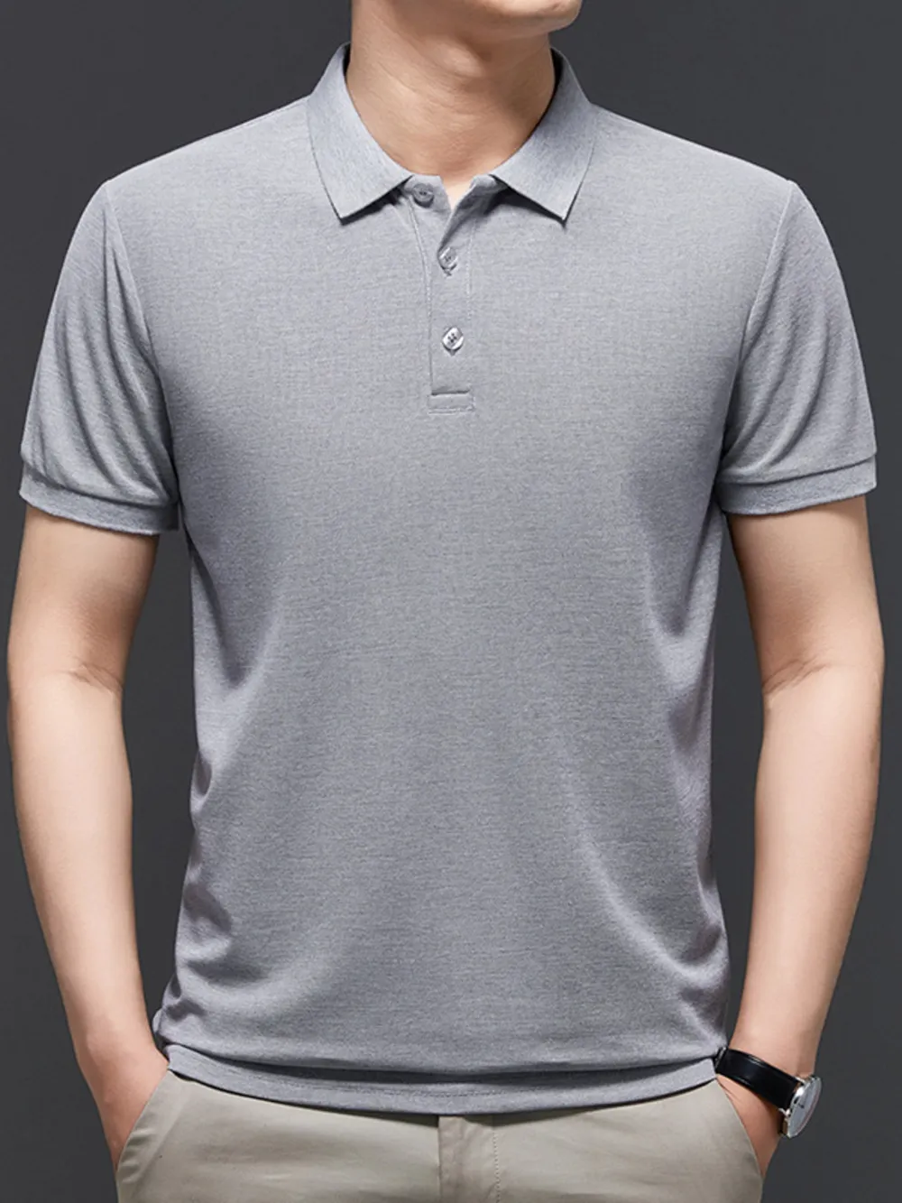 Men's Plus Size Button Detail Short Sleeve Polo, image 5