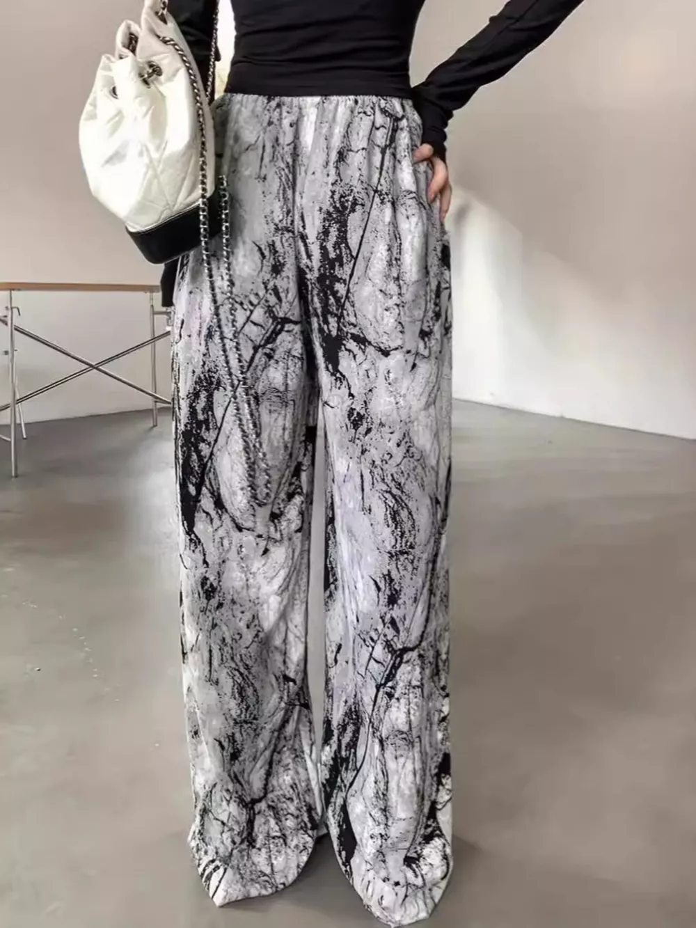 Abstract Print Wide Leg Pants, image 3