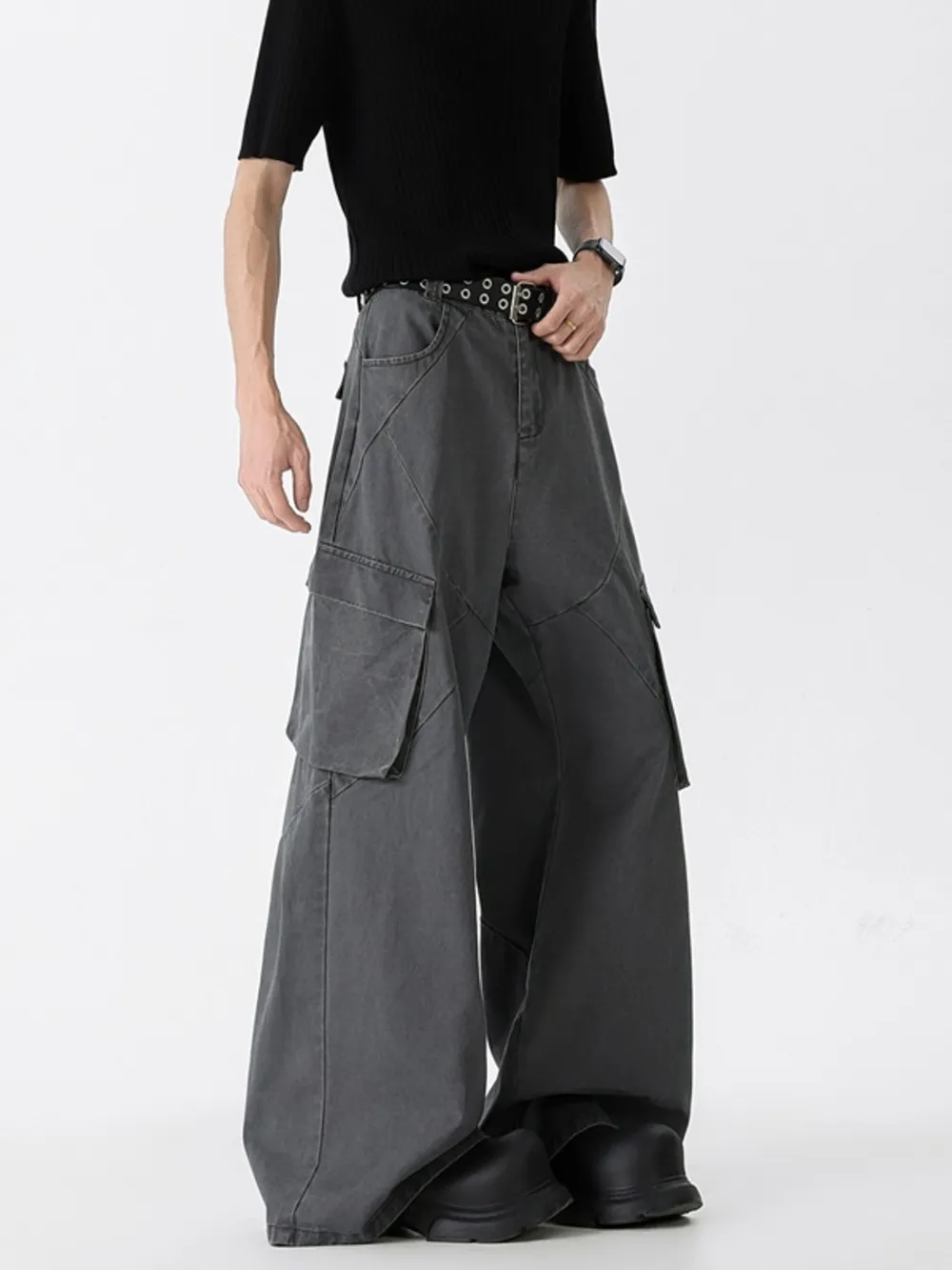 Men's Full Size Wide Leg Cargo Jeans Plus Size, image 2