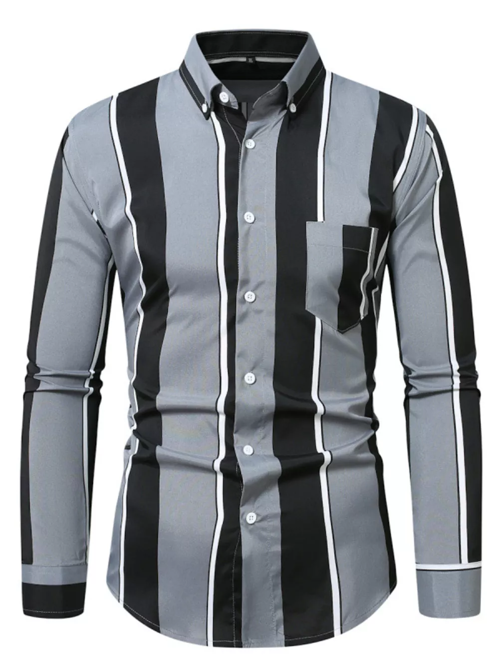 Men's Plus Size Slim Fit Striped Button Up Shirt, image 7