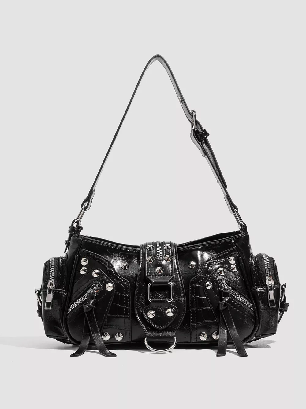 Rivet Embellished Shoulder Bag