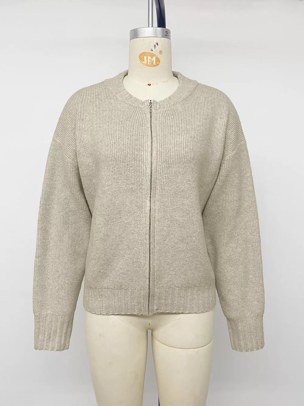 Zip-Up Dropped Shoulder Cardigan, image 8