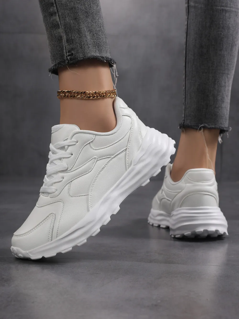 Round Toe Lace Up Sneakers, image 2