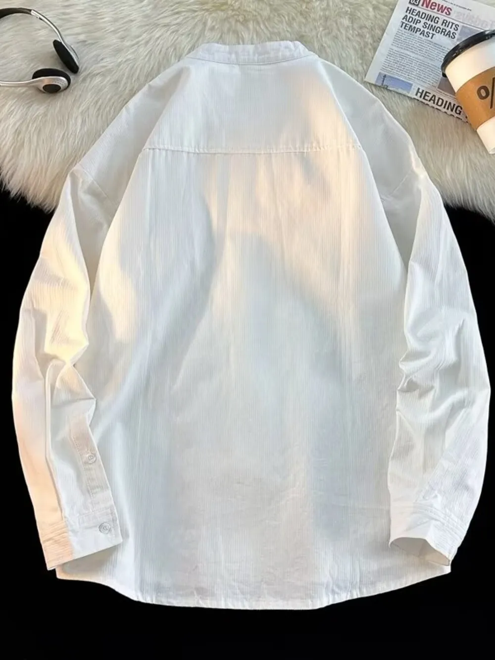 Men's Plus Size Chinese Style Button-Up Long Sleeve Shirt, image 3