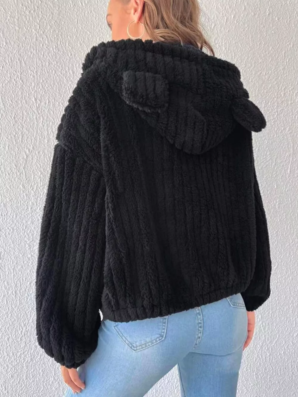 Teddy Bear Ear Hooded Fleece Outerwear, image 6