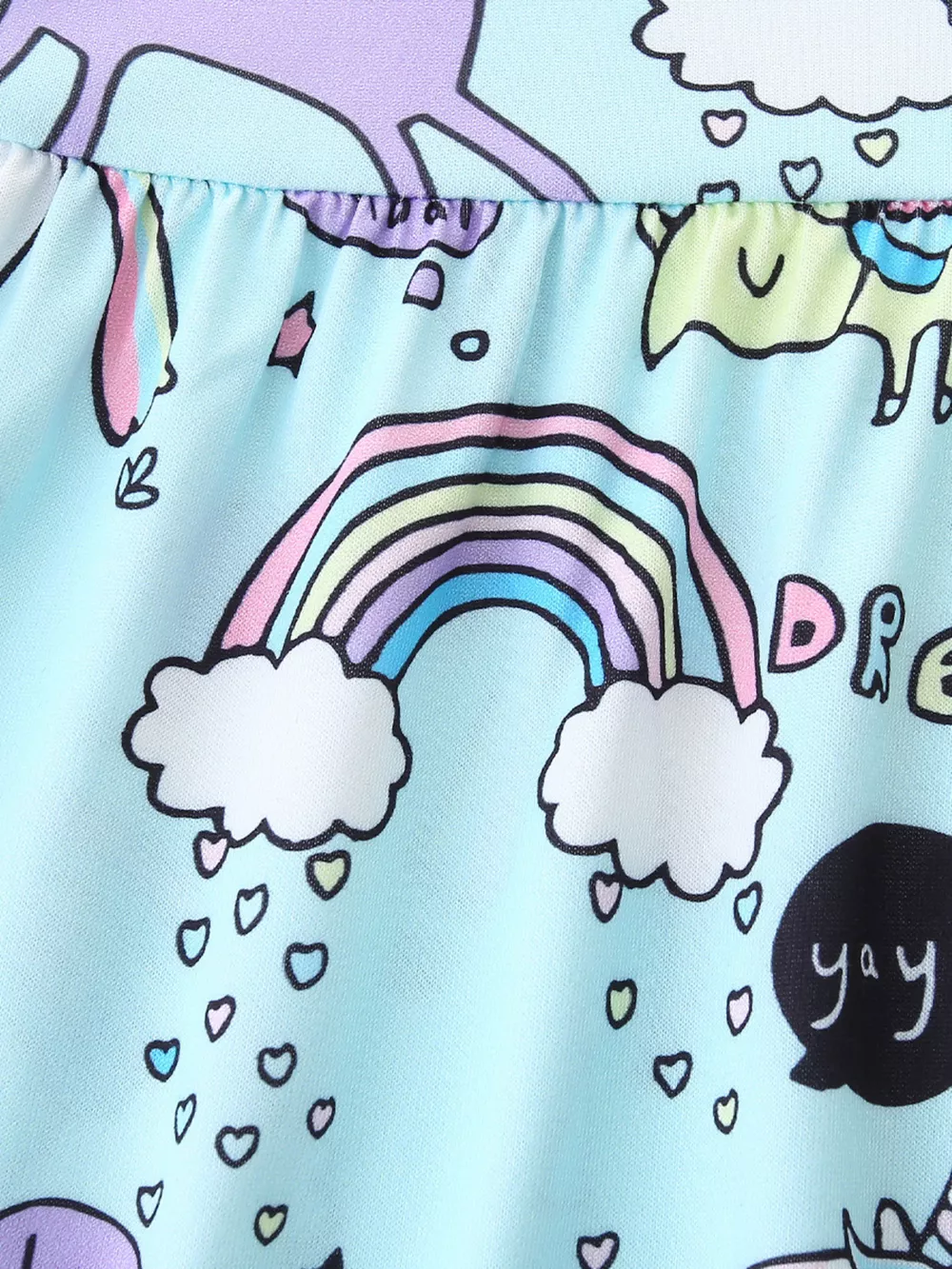 Children's Cute Cartoon Dinosaur & Unicorn Print Casual Dress, image 4