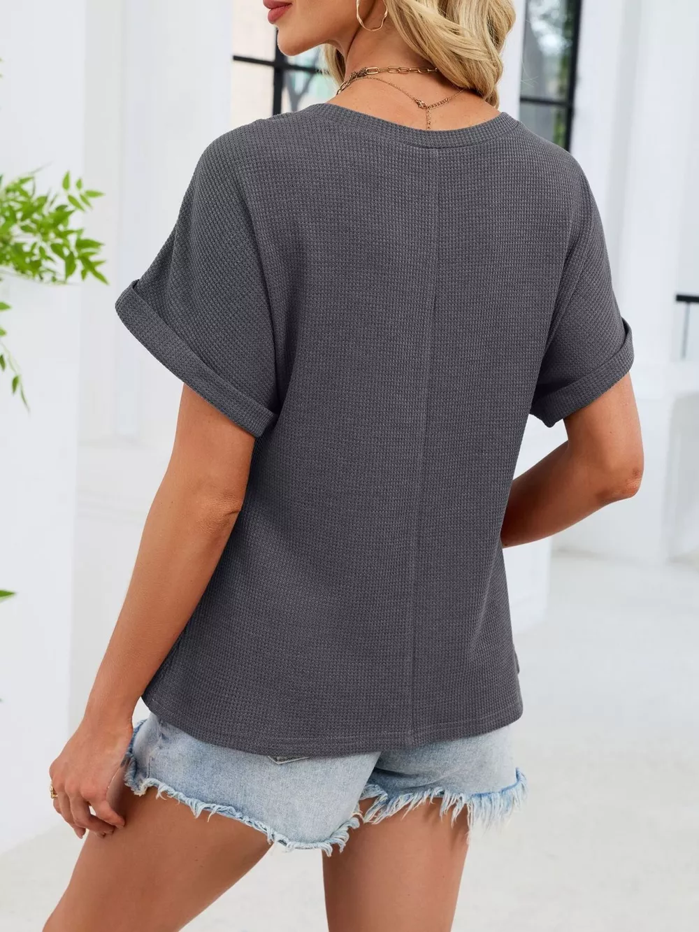 Lace-Trimmed Round Neck T-Shirt, image 19