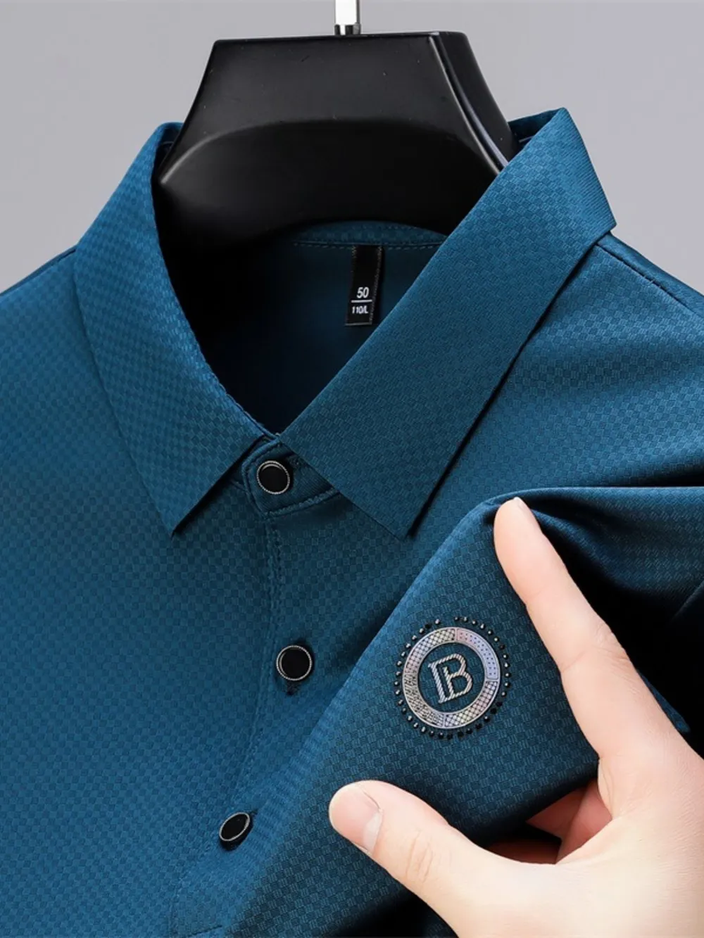 Men's Plus Size Textured Short Sleeve Golf Polo, image 4