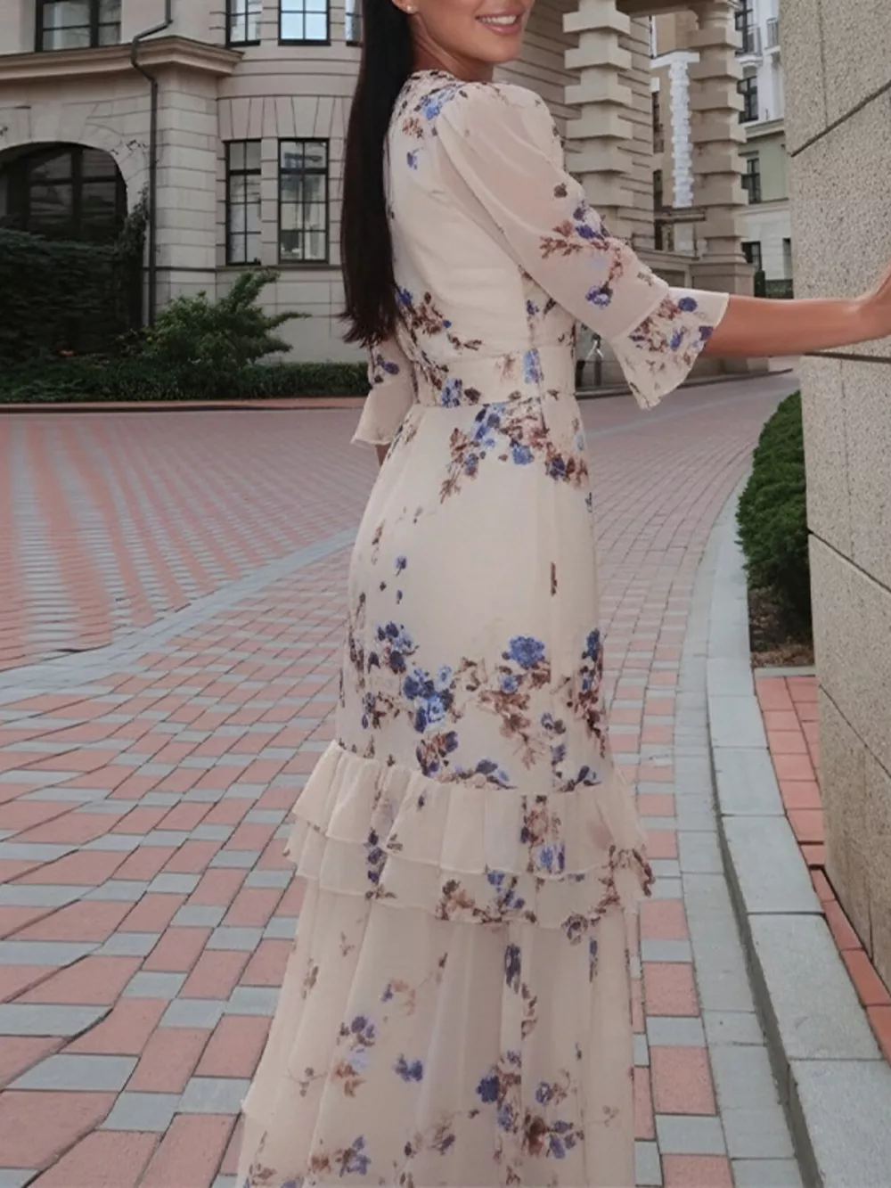 Full Size Ruffled Button Front Half Sleeve Dress Plus Size, image 8