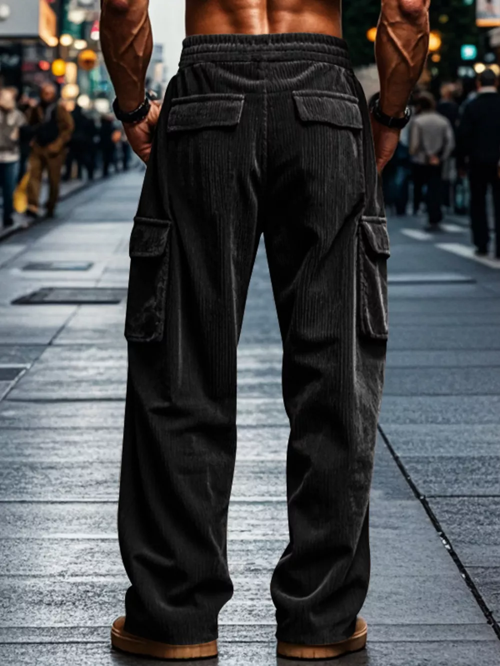 Men's Full Size Corduroy Cargo Pants Plus Size, image 5