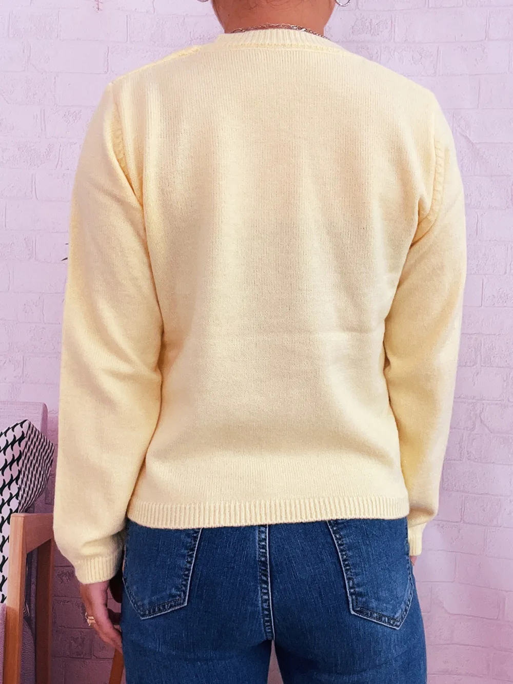 Flower Contrast Round Neck Sweater, image 17