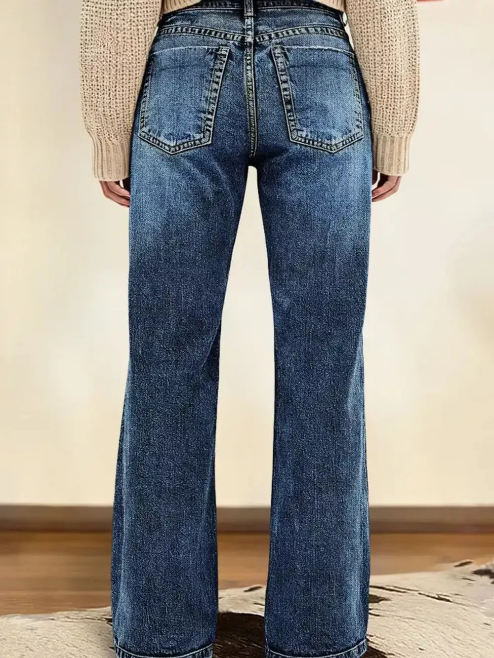 Vintage Wash Straight Leg Jeans, image 6