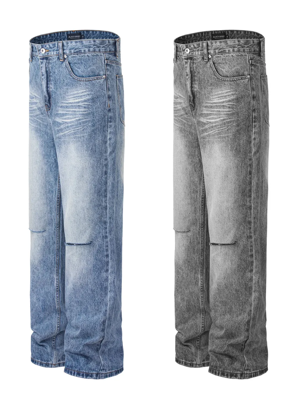 Men's Washed Distressed Relaxed Fit Jeans, image 4