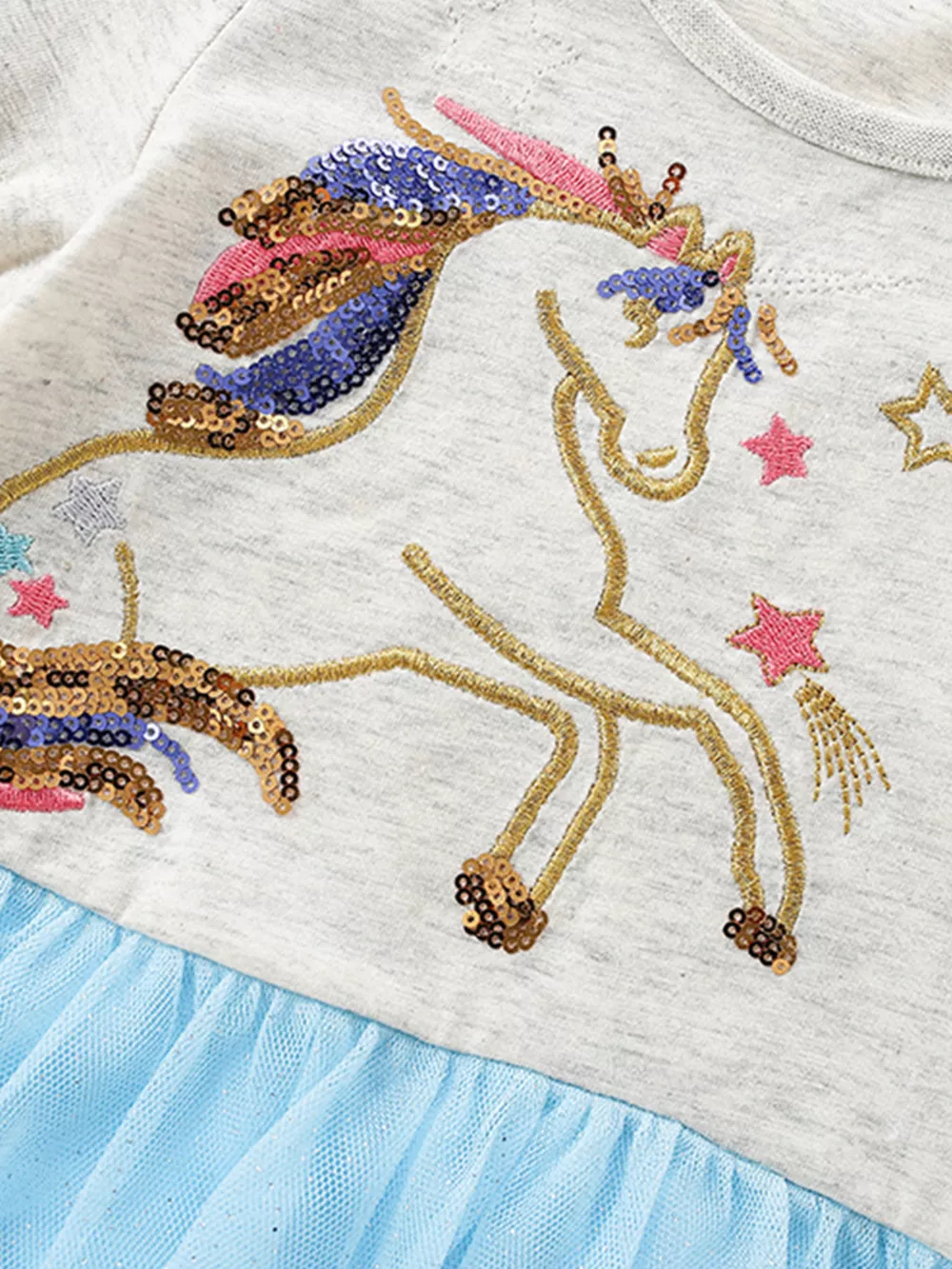 Children's Unicorn Sequin Embroidered Tulle Dress, image 4