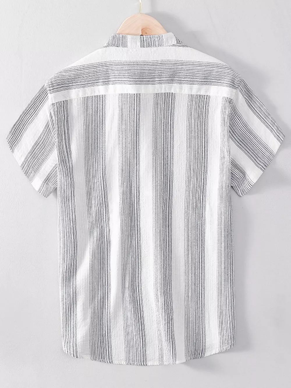 Men's Plus Size Striped Short Sleeve Blouse, image 5