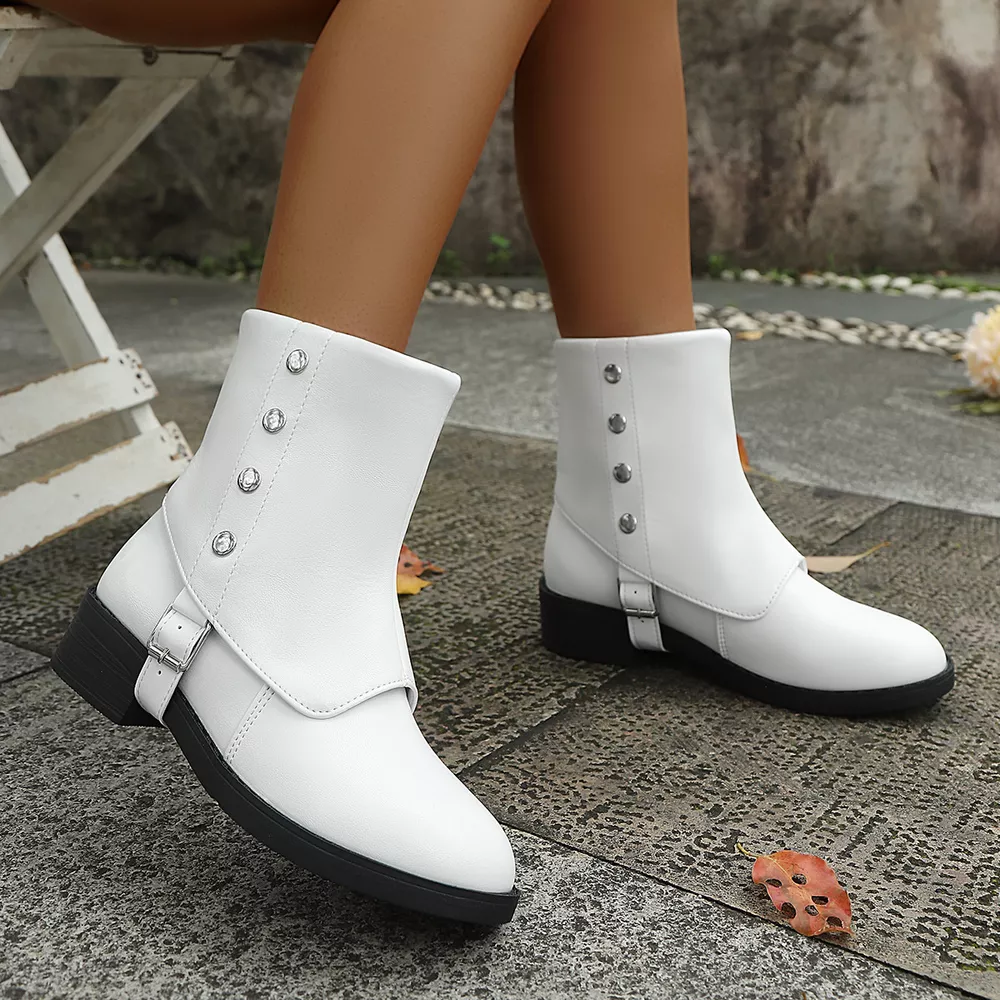 Round Toe Block Heels Boots, image 2