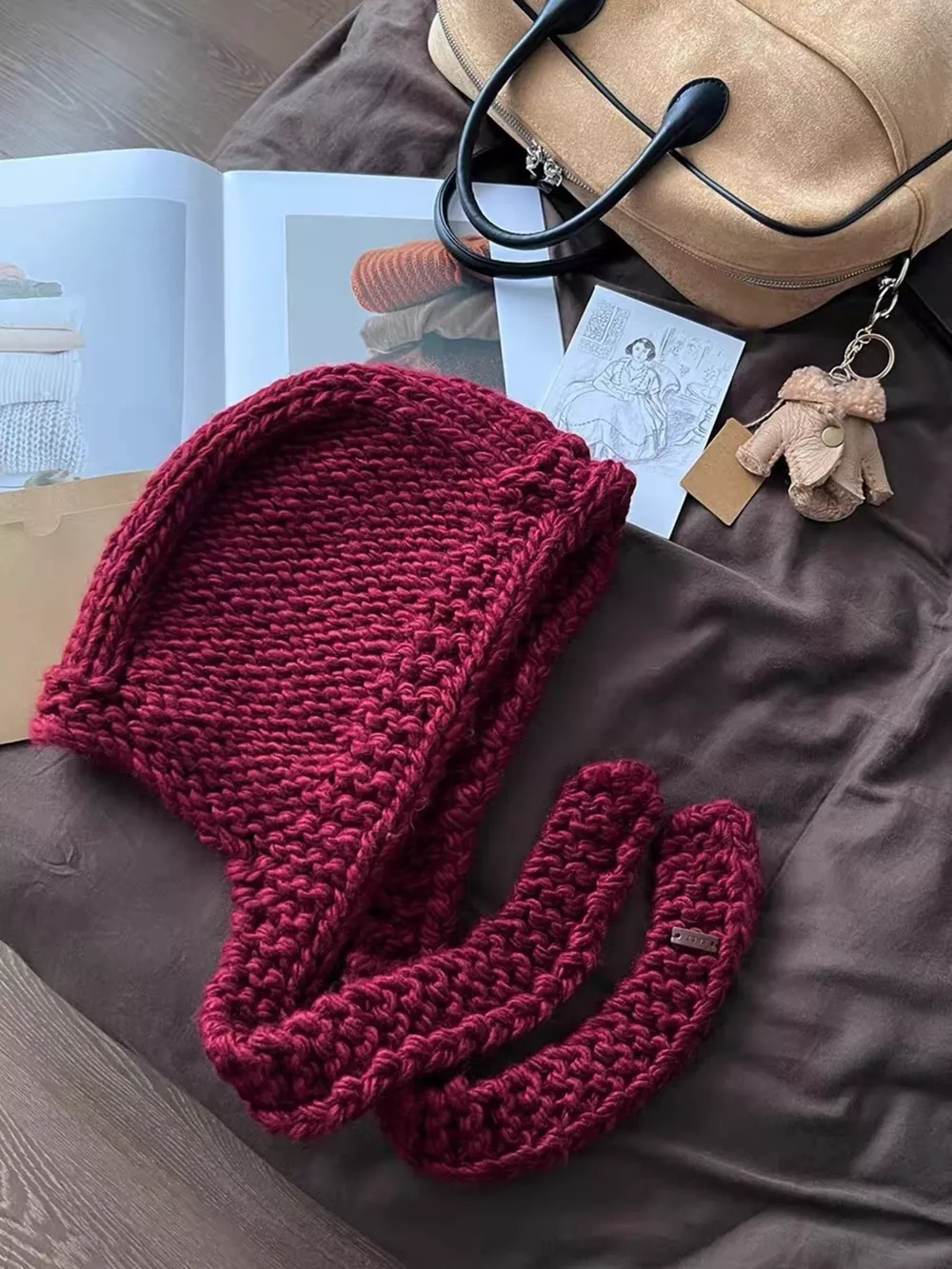 Knitted Hooded Scarf Hat, image 7