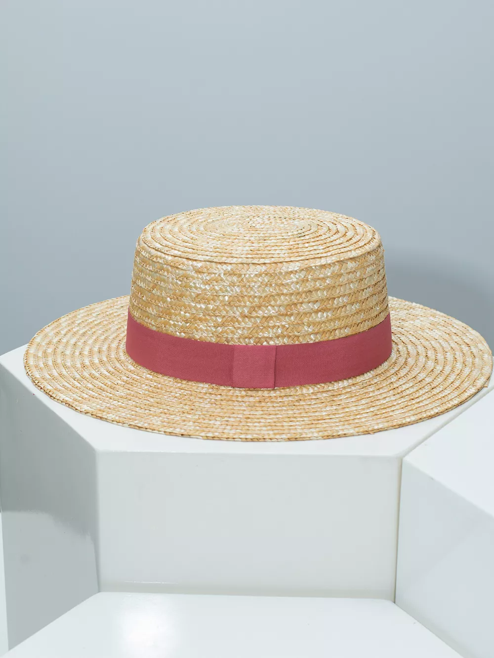 Straw Boater Hat with Ribbon, image 9