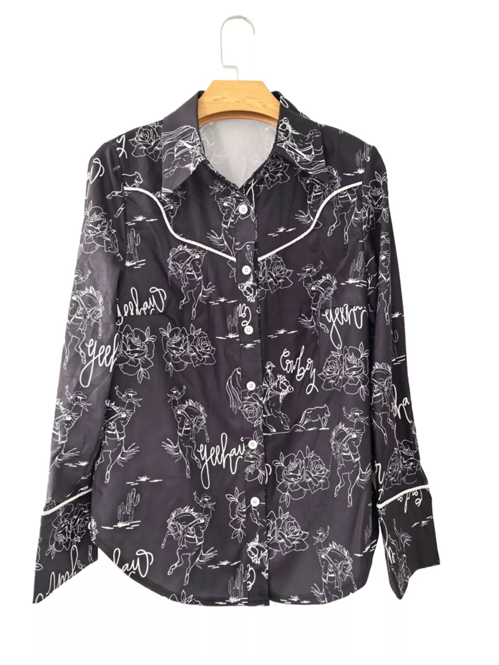 Printed Button Up Long Sleeve Shirt, image 13