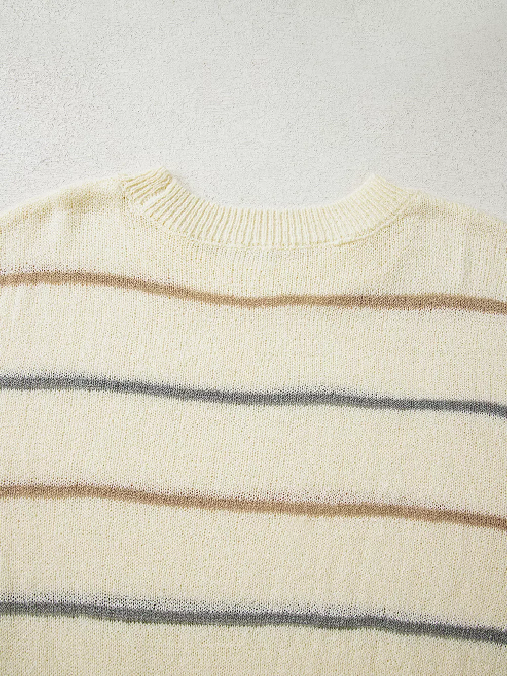 Stripe Striped Ribbed Edge Drop Shoulder Sweater, image 8