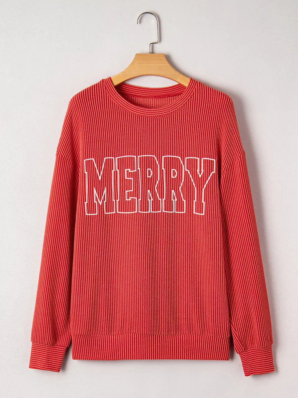 Merry Twisted Rib Christmas Loose Long Sleeve Top, image 10