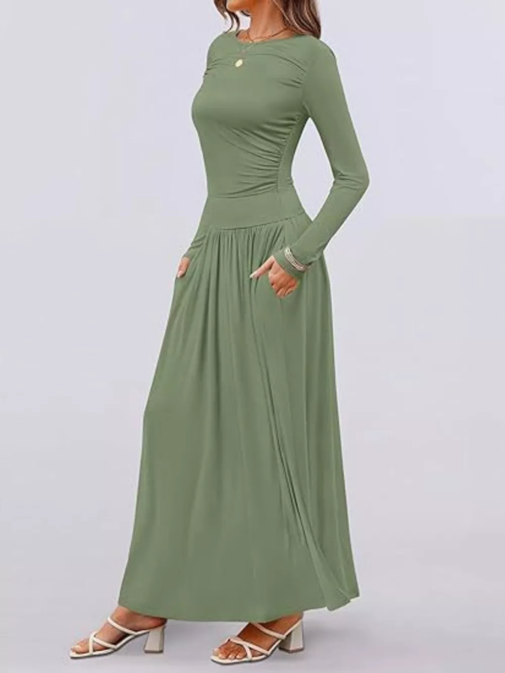 Long Sleeve Maxi Dress with Pockets, image 14
