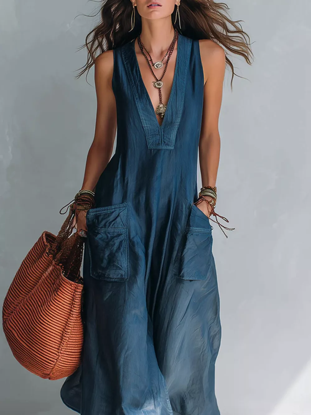 Full Size V-Neck Sleeveless Wide-Leg Jumpsuit Plus Size, image 3