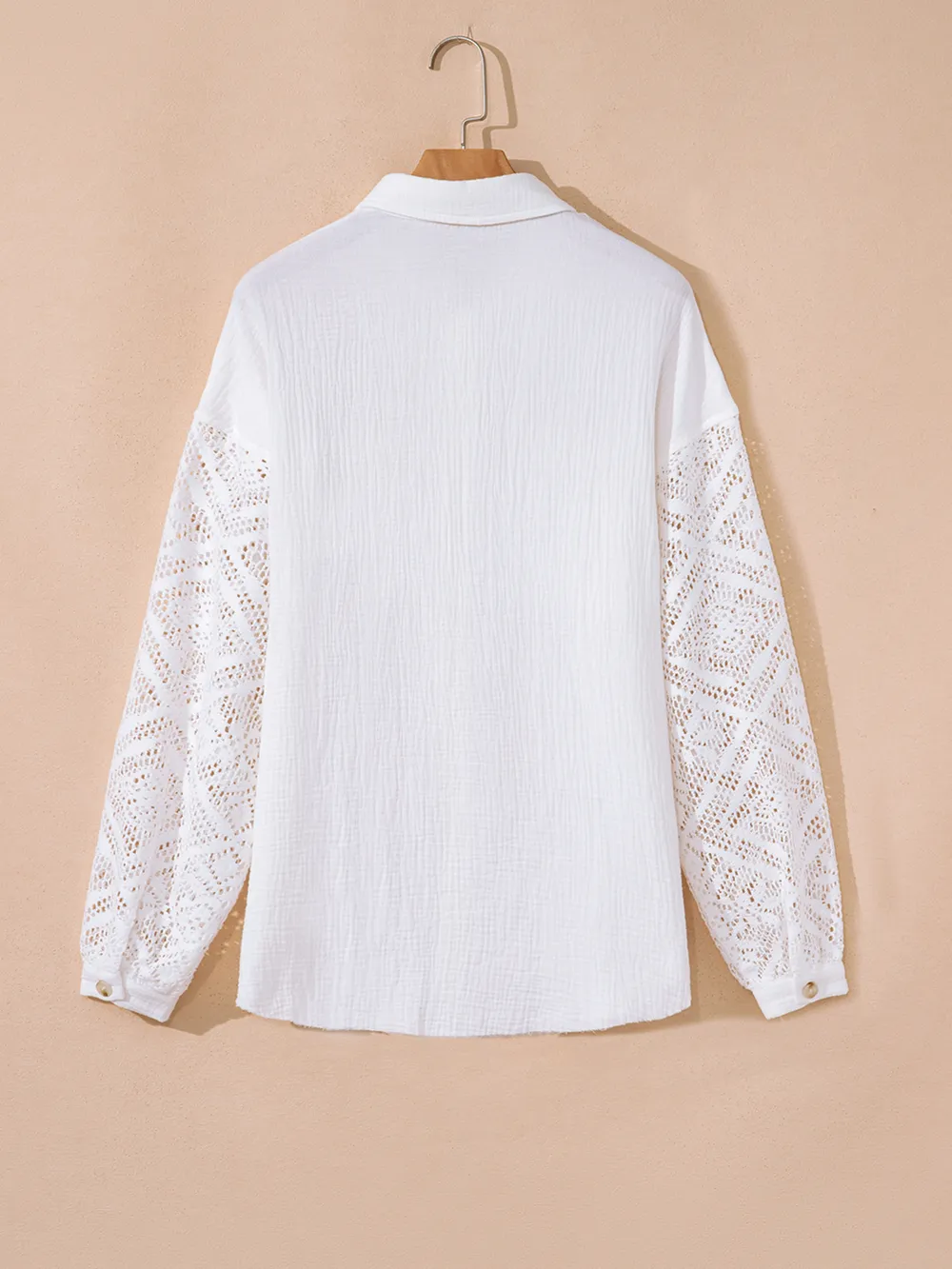Lace Sleeve Button Down Shirt, image 8