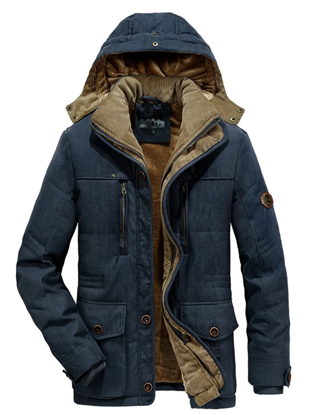 Men's Plus Size Warm Hooded Zip Up Winter Coat, image 2