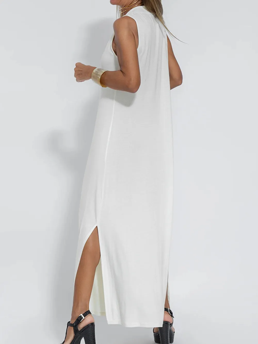 Full Size V-Neck Sleeveless Maxi Dress with Slit Plus Size, image 16
