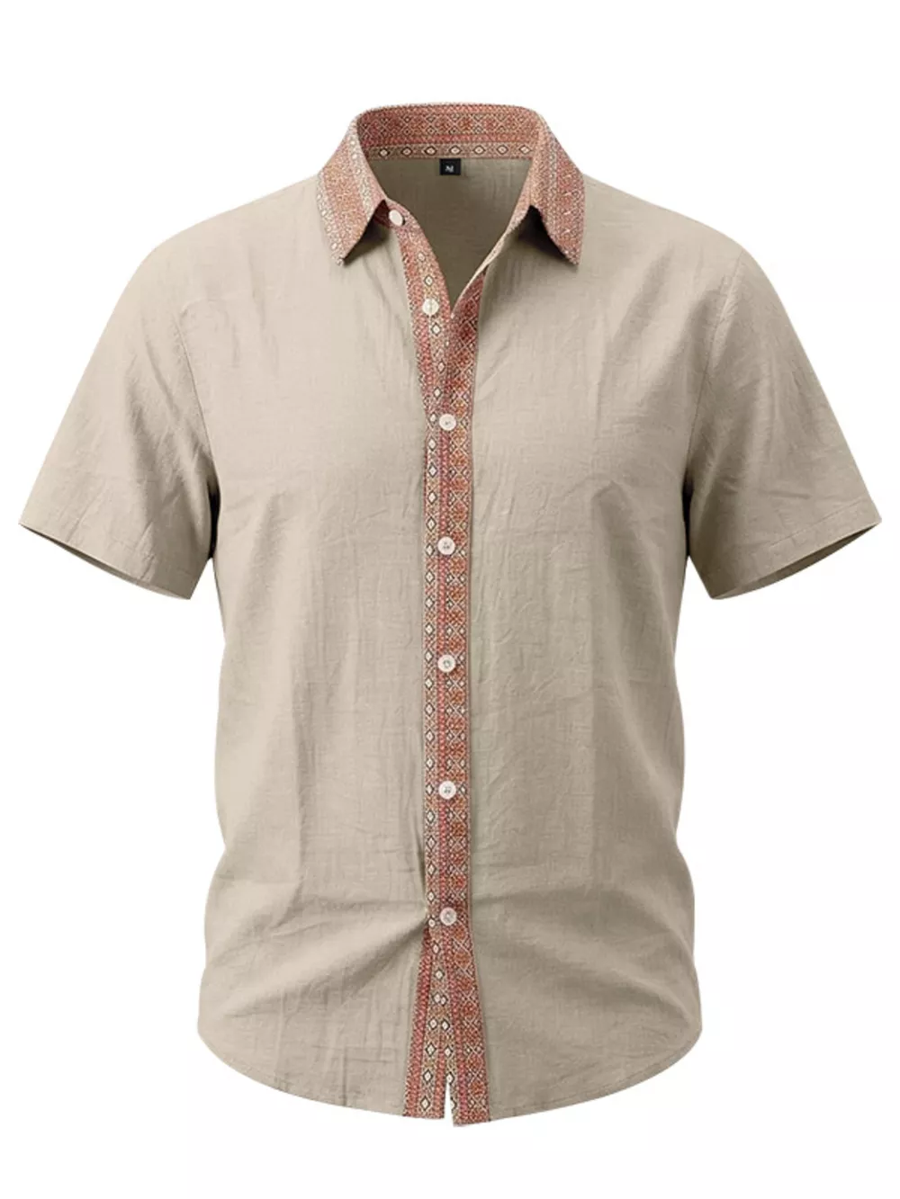 Men's Full Size Casual Short Sleeve Linen Shirt Plus Size, image 2