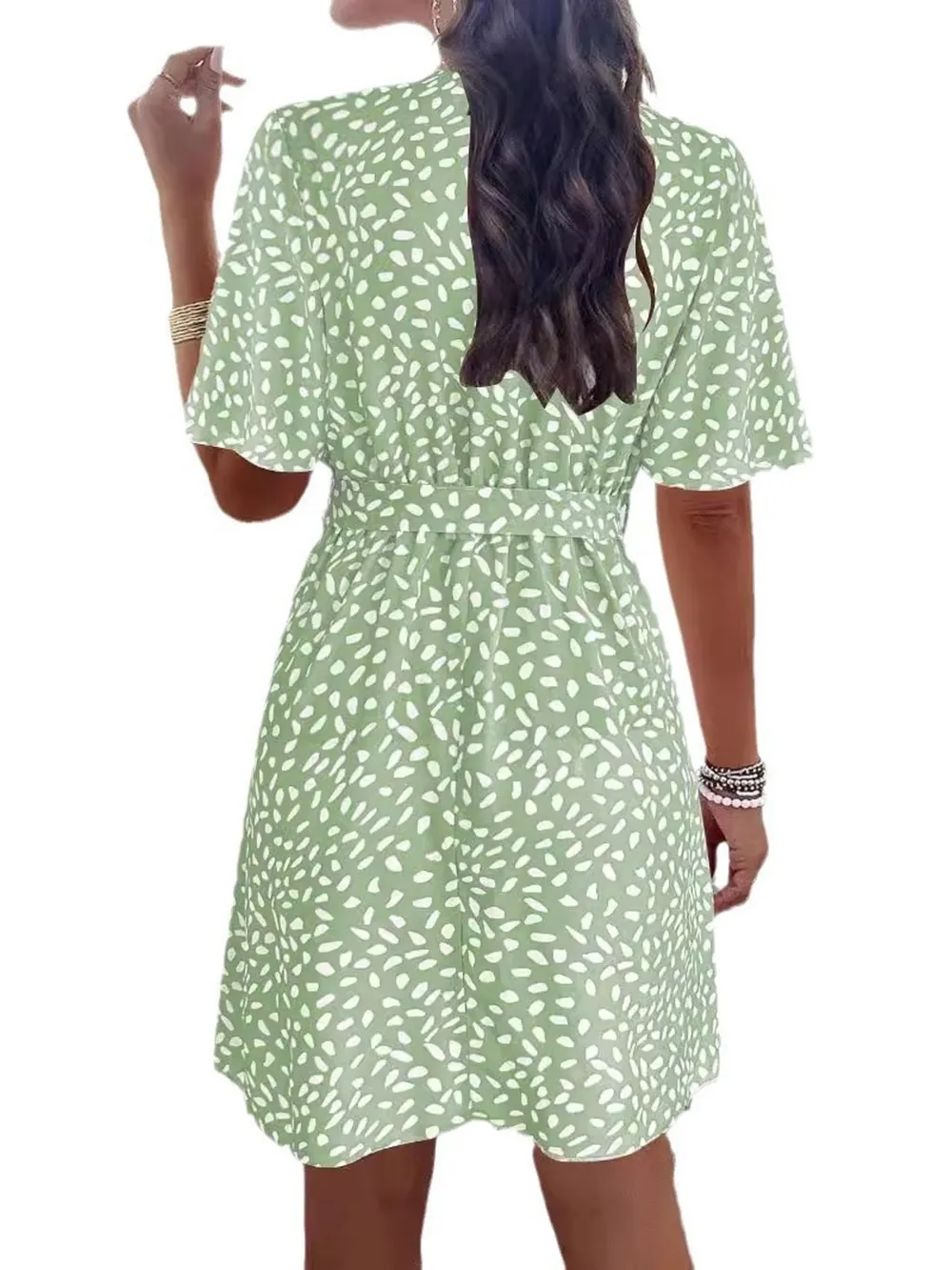 Printed Surplice Tie Waist Dress, image 6