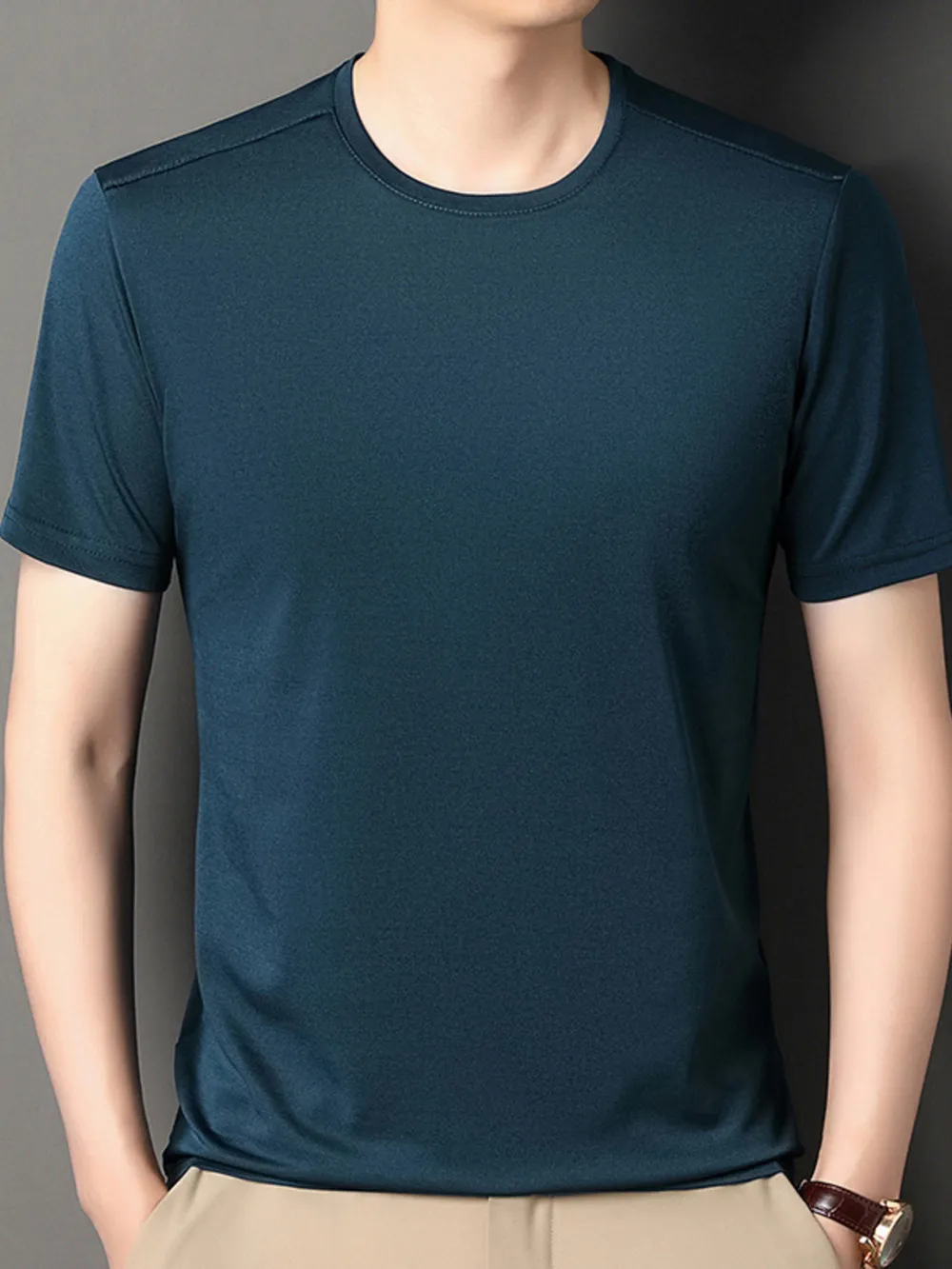 Men's Plus Size Round Neck Short Sleeve T-Shirt, image 5