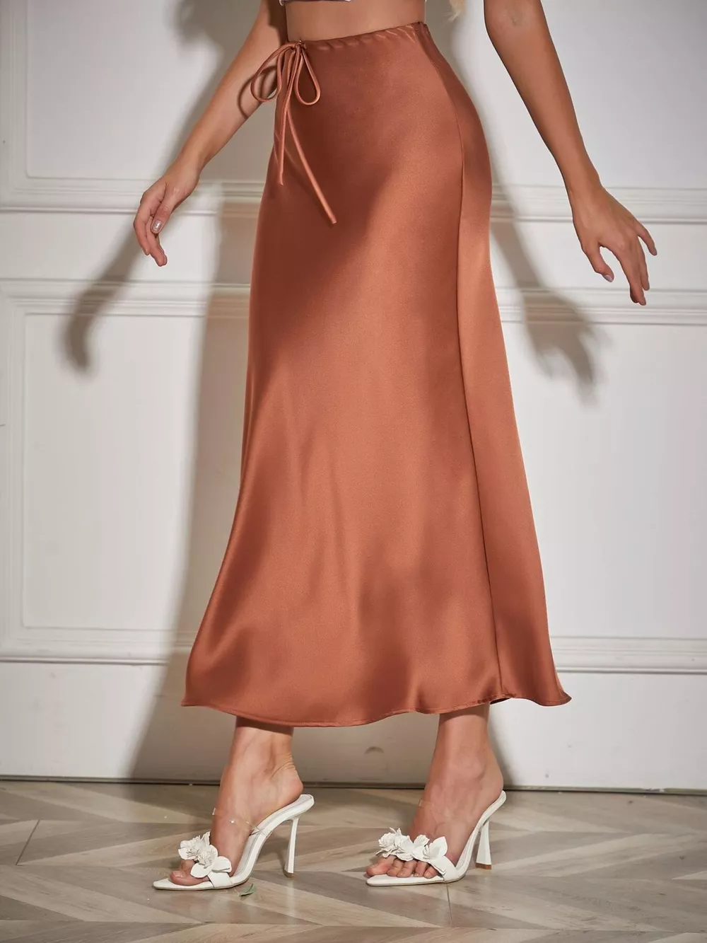 Satin Midi Skirt, image 3