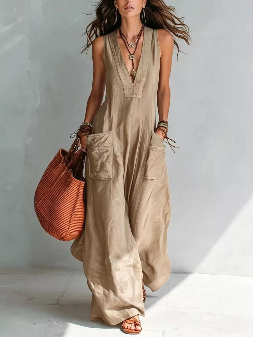 Full Size V-Neck Sleeveless Wide-Leg Jumpsuit Plus Size, image 6