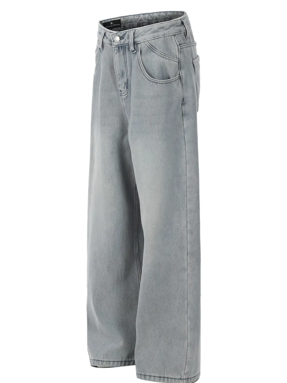 Men's Washed Wide Leg Relaxed Fit Denim Jeans, image 2