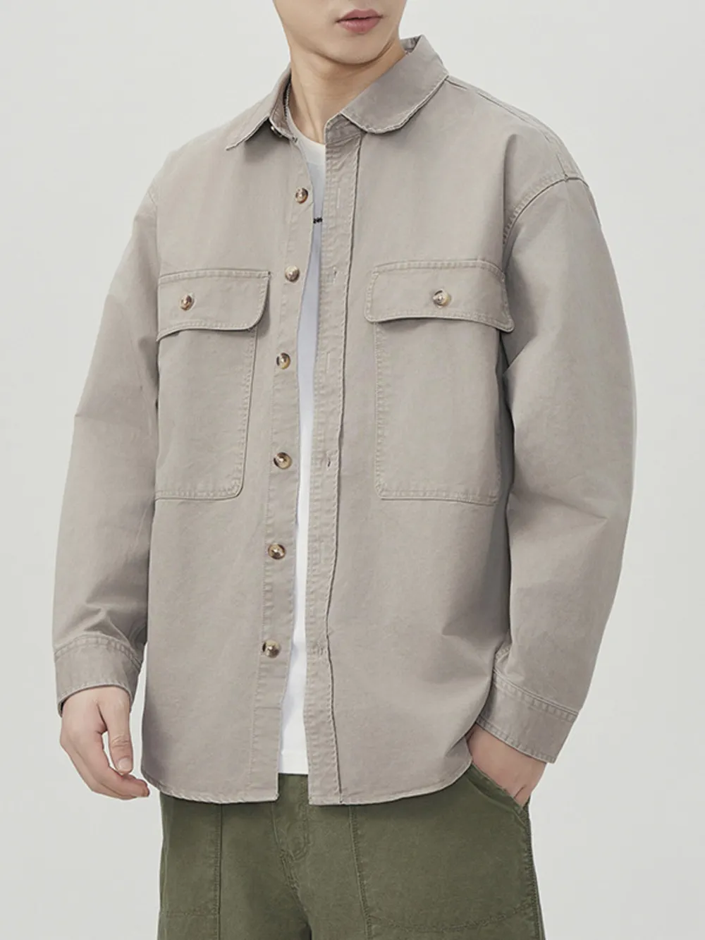 Men's Plus Size Button Up Long Sleeve Shirt, image 4