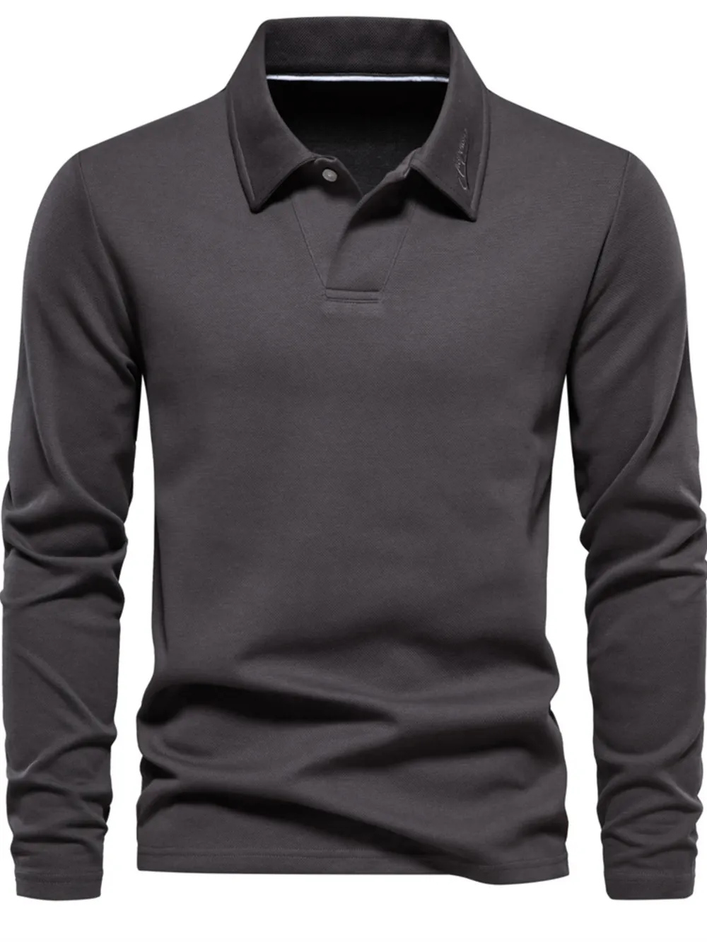 Men's Button Detail Long Sleeve Polo