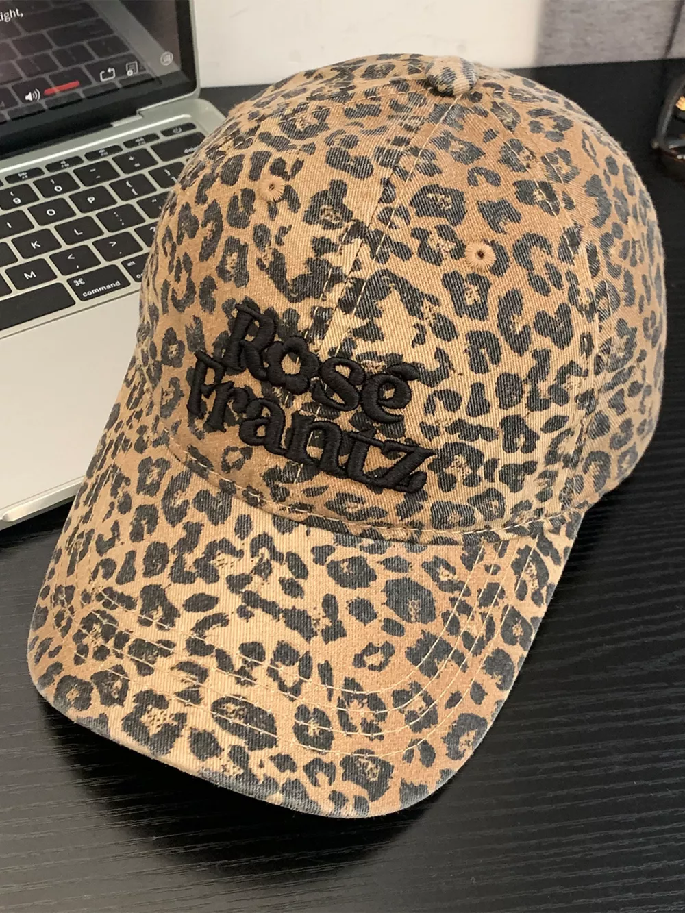 Leopard Print Baseball Cap with Embroidered Letter, image 6
