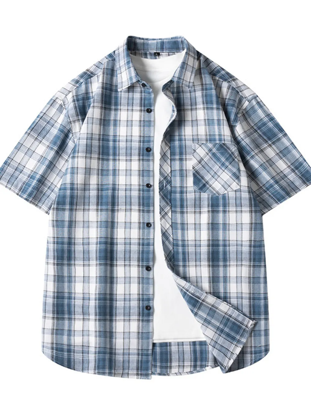 Men's Plus Size Casual Plaid Short Sleeve Shirt, image 5