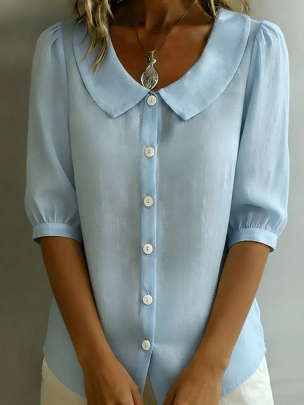Peter Pan Collar Puff Sleeve Shirt, image 8