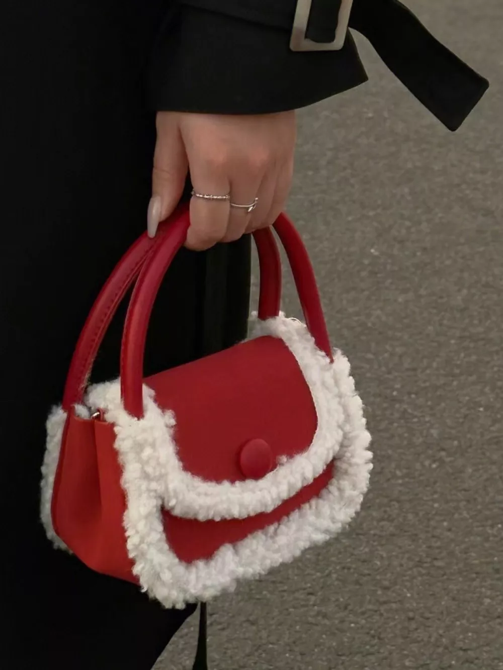 Fluffy Trim Mini Crossbody Bag, image 7