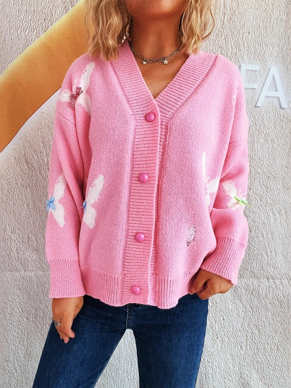Butterfly Button Up Long Sleeve Cardigan, image 9