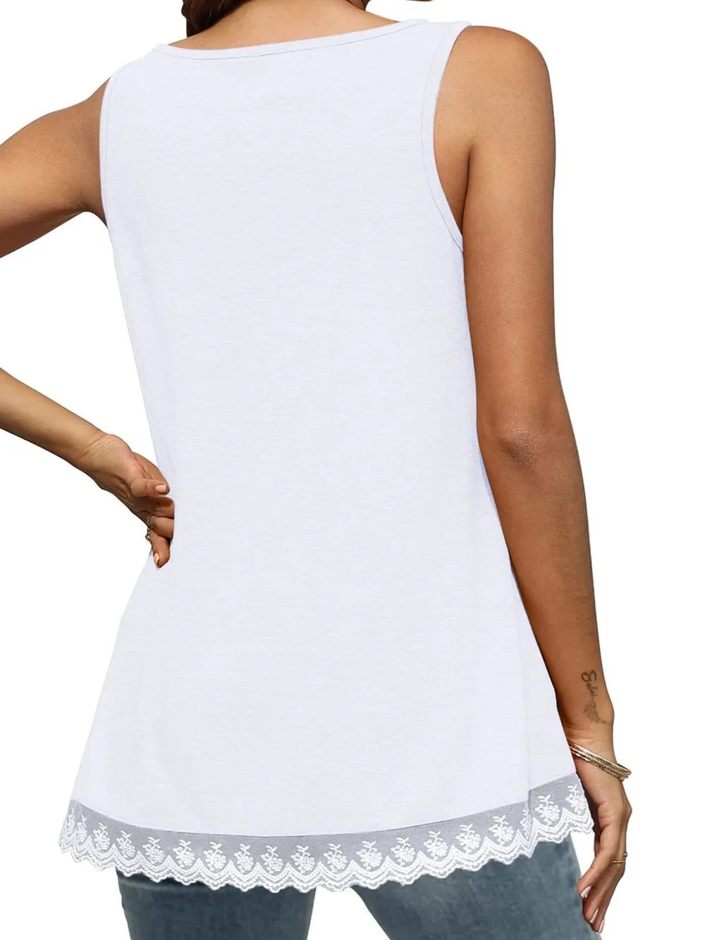 Lace Trim Wide Strap Tank Top, image 13