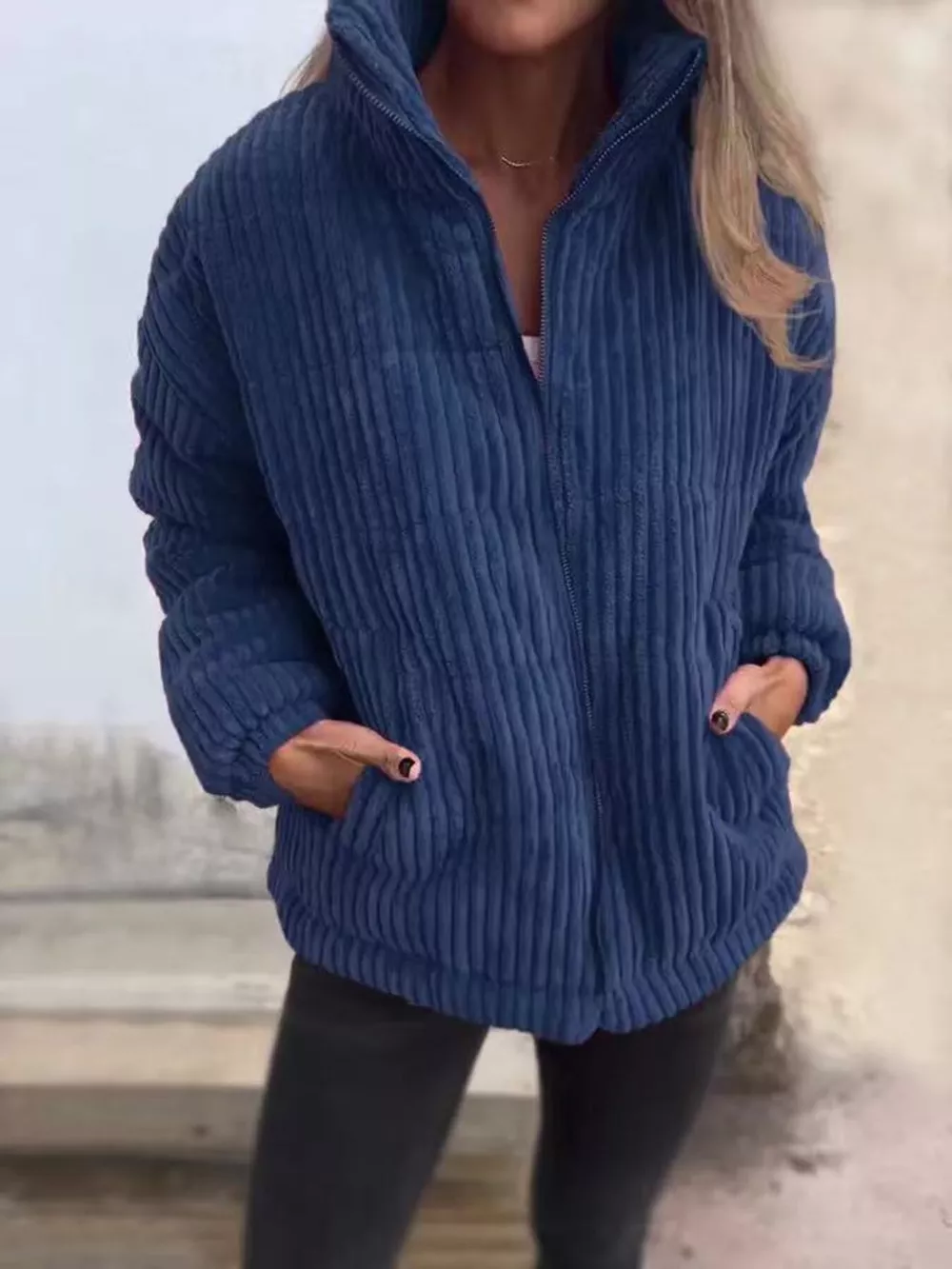 Full Size Zip Up Turtleneck Long Sleeve Winter Coat Plus Size, image 10