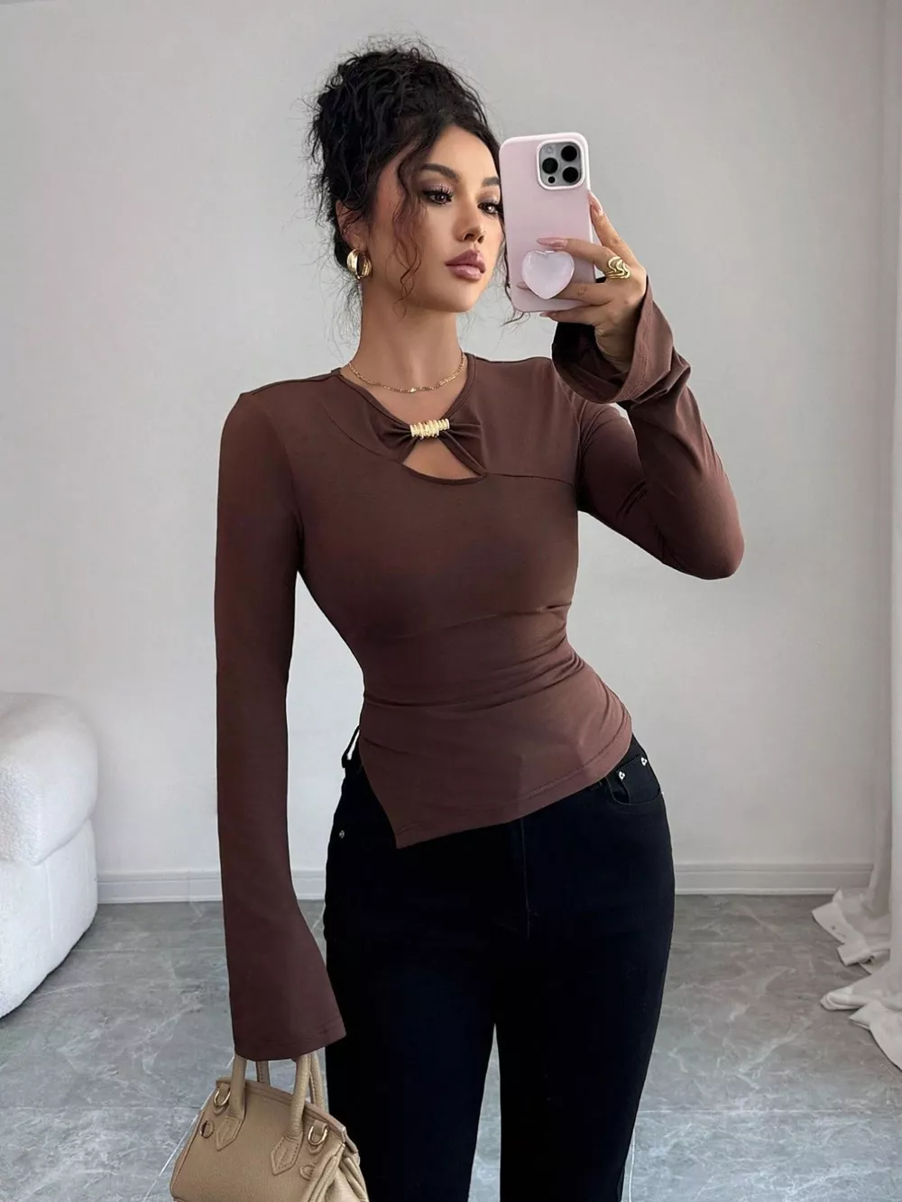 Cutout Long Sleeve T-Shirt, image 4