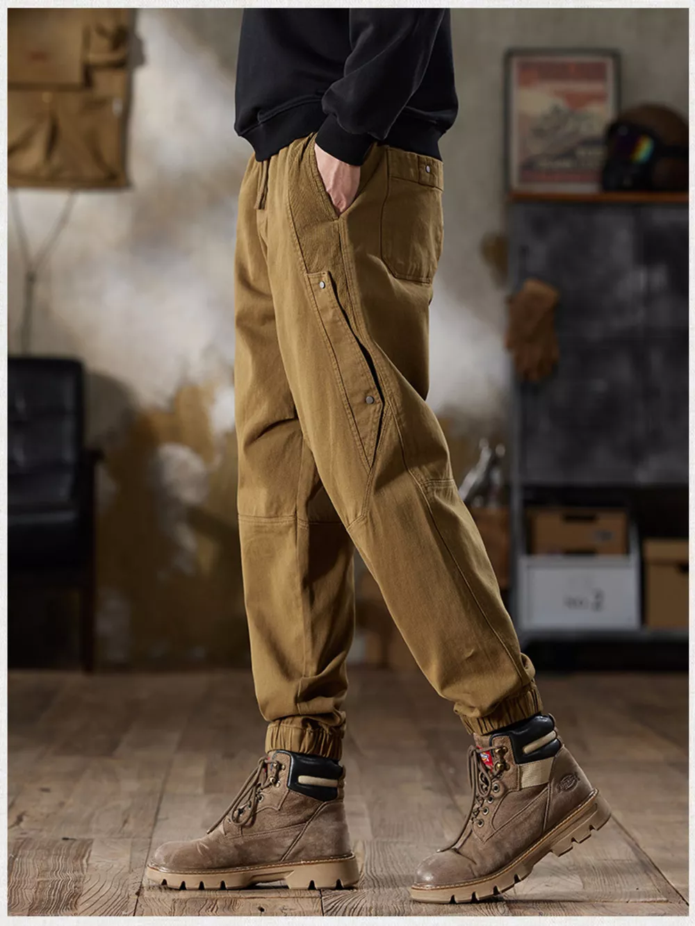 Men's Full Size Casual Drawstring Cargo Joggers Plus Size, image 6